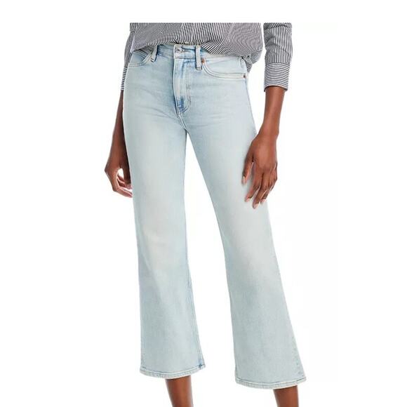Re / Done Jeans 32 Denim 70s High Rise Crop Bootcut Jeans in Vapor Wave - Picture 1 of 12